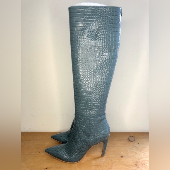 New Sam Edelman Fraya Croc-Embossed Leather Knee-High Boots Size 6.5 - Picture 3 of 12